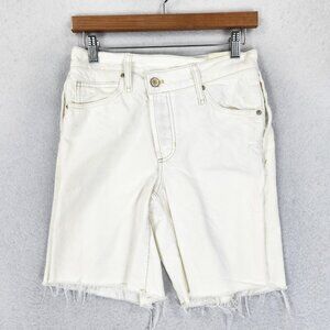 We The Free People Shorts Womens 25 White Boomerang High Rise Long Cutoff Denim